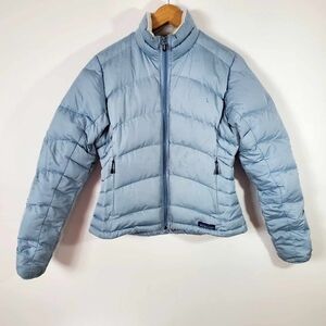 Patagonia Women's Down Insulated Full Zip Puffer Jacket Blue Light Size S